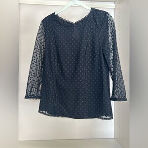 Elegant Black Sheer Polka Dot Top